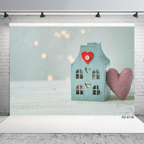 House Heart Wood Floor Bokeh Children Photography Background Baby Shower Photo Backdrops Studio Props Photophone Photocall Decor