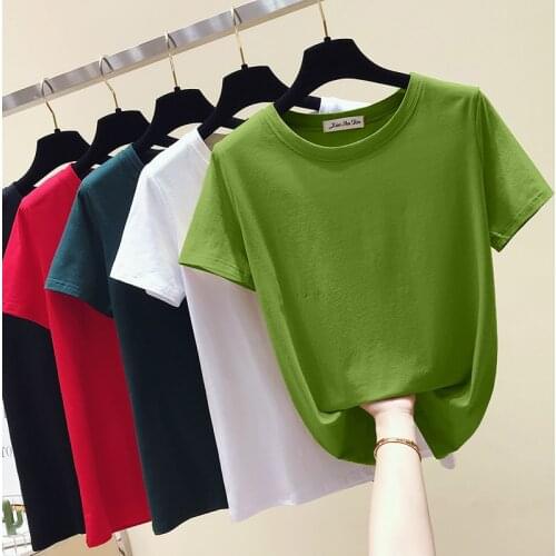 T Shirt Women 2020 Summer Top Shirts Short sleeve Tshirt Candy Color Female T-Shirt Womens Tops Cotton Tee Shirt Fashion Femme