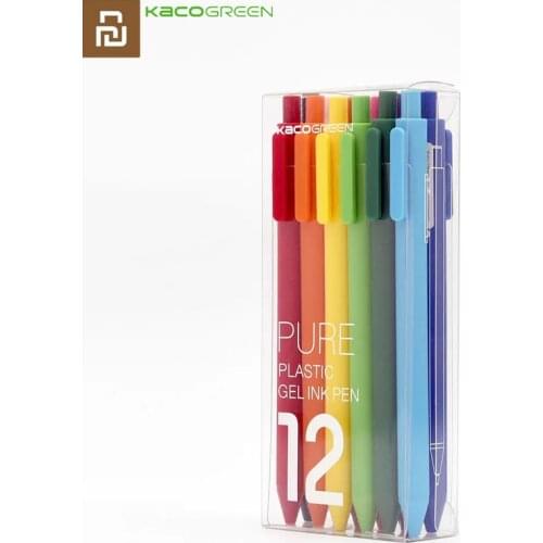 Youpin KACO Gel Pen Ballpoint Ball Point for School Offical Sign Signing Rainbow Pen 12Pcs Colorful Ink
