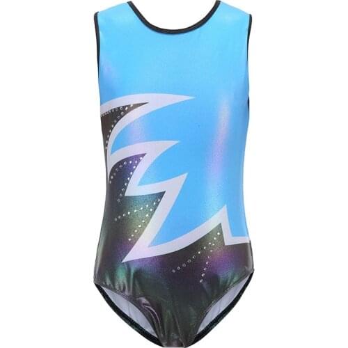 5-14Y Gymnastics Dancesuit Dress for Girls Sleeveless Gradient Color Ballet Dance Leotards Striped Costumes Ballet Suits