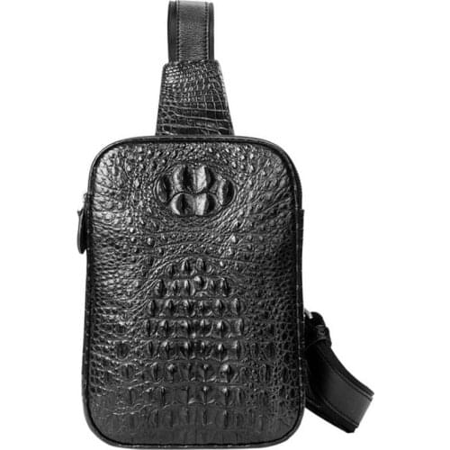 Hongqiangyin new Thai crocodile leather south Korean version breast bag mens trendy sports casual shoulder bag men chest bag