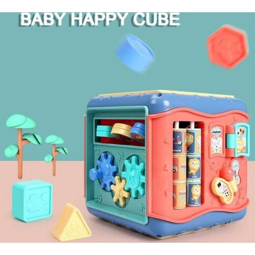Montessori Baby Musician Activity Music Toy Hexahedron Puzzle Cube Six-sided Box Shape Match Educational For Kid Under 36 Months