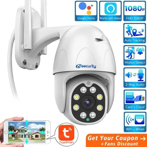 TuyaSmart Wifi PTZ Camera Outdoor Auto Tracking Wireless Speed Dome Camera Works With Alexa CCTV Video Surveillance IP Camera
