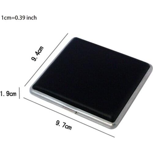 Black Leather Cigarette Case Metal (Full Pack 20s) Clamshell Anti-Pressure Clip Open Retro Tobacco Scroll Box Holder
