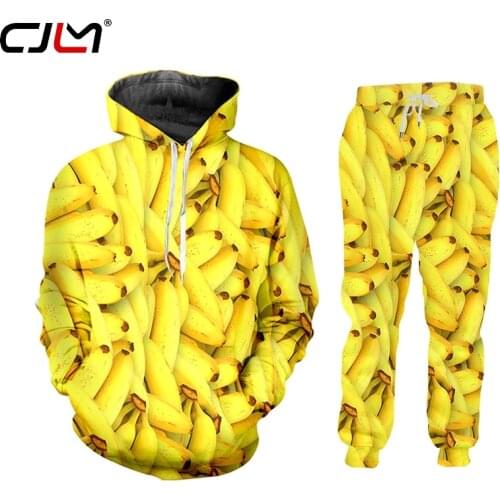 CJLM 3D Mens Tank Fruit banana 2-piece suit shirt 3D Print Hoodie Vest Shirts Shorts Sets Summer Style Custom Unisex Tracksuit