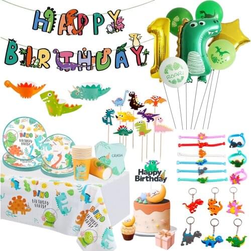 Dinosaurus Disposable Tableware Balloon Jungle Dinosaur Theme Birthday Party Decoration Kids Baby Shower 1st Birthday Supplies