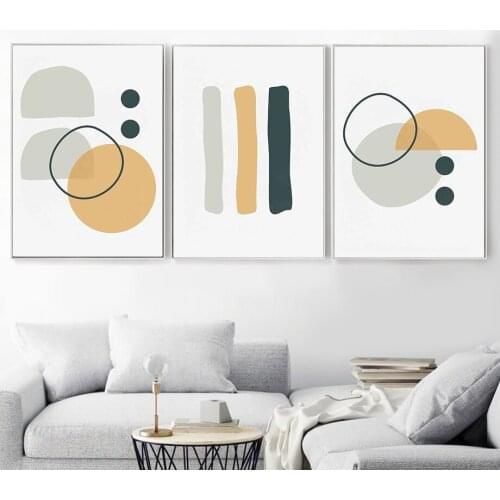 Wall Art Canvas Color Block Round Line Geometry Abstract Painting Nordic Posters And Prints Wall Pictures For Living Room Decor