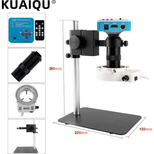 Newest Digital Microscope Set 130X 1080P HDMI VGA 38MP Microscope Camera LED Ring Light For Repair PCB Electronic Soldering