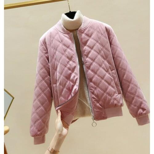 2020 Winter New Women Clothing Plus Velvet Thickened Baseball Uniform Womens Coat Stand Collar Zipper Pleuche Cotton Jacket Coat