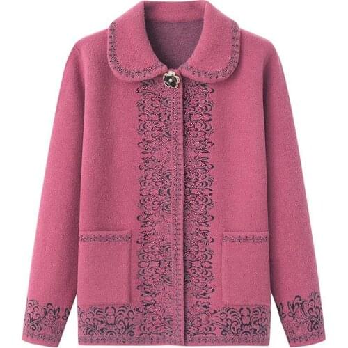 New Middle-Aged Winter Jacket Women Lmitation Water Crystal Mink Velvet Coat Female Lapel Short Coats Plus Size Ladies Cardigan