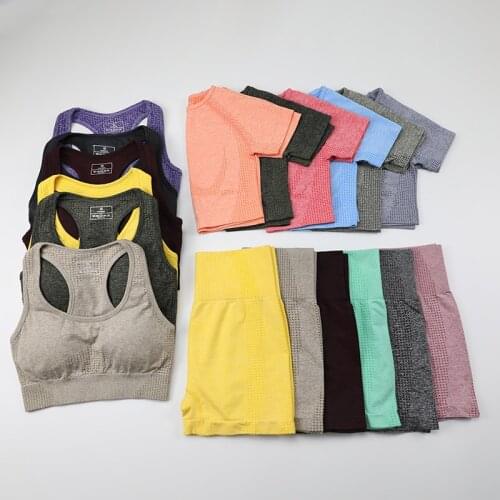 Sexy Tights Yoga Pants Women Seamless High Waist Leggings Breathable Sports Bra Crop Top T-Shirt Female Gym Fitness Shorts