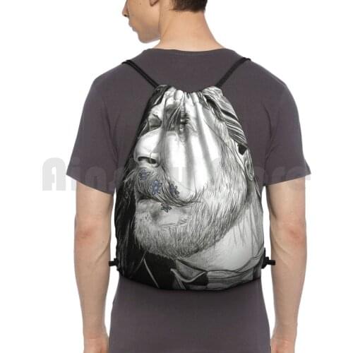 Portrait Of Tim ? Hrstr ? M Backpack Drawstring Bag Riding Climbing Gym Bag Tim ? Hrstr ? M Tim Ohrstrom Band Metal Metal