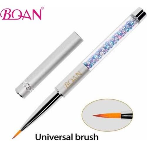 BQAN Silver Universal Nail Brush Crystal Acrylic Nail Art Brushes UV Gel Painting Line Brush Nylon Hair Pen Manicure Nail Tools