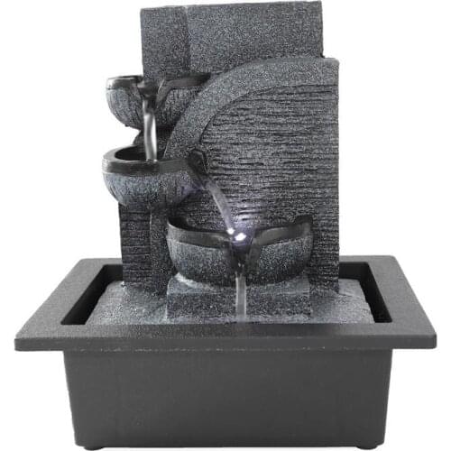 Antique Water Fountain Feng Shui Ball with LED Light Tabletop Fountain Decoration Living Room Office Lucky Ornament US Plug