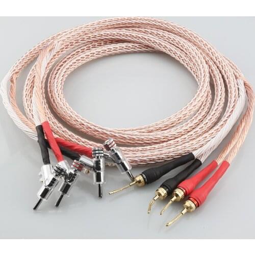 High Quality HI-End 12TC Speaker Cable OCC Copper Audiophile Loudspeaker Cable With Braided Banana Plug