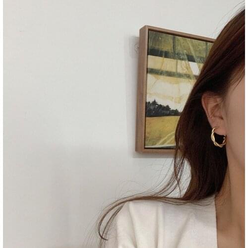 South Korea C Shape Earrings Women Deformation Geometry Golden Metal Retro Geometric Earrings Pendant Earrings Girls Wedding