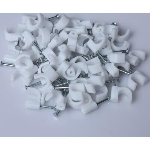 50-100PCS PE Plastic 4/5/6/7/8/9/10/12mm Circle Cable Clip C Shaped High Carbon Steel Nails Cable clips Wire Wall holder