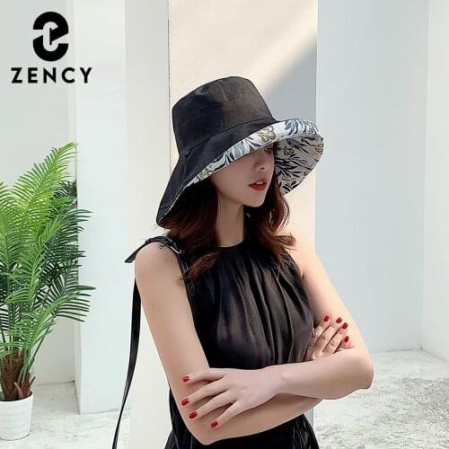 Zency Summer Anti-sun Women Cap High Quality Fisherman Hat Female Dual-use Foldable Caps Cotton Fashion Print Daily Casual Hats
