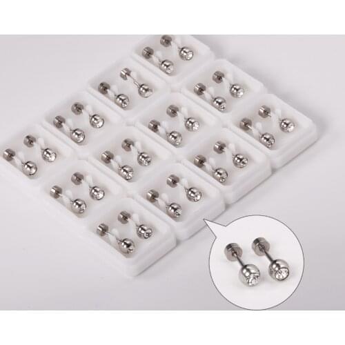 12 Pairs 316L Stainless Steel Wholesale Earring Sets Mujer Gold Color Round Screw Back Cubic Zirconia Stud Earrings Womne Girl