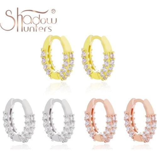 SHADOWHUNTERS Authentic 925 Round Huggies Earrings For Women Silver 925 Crystal Ear Cuff Sterling Silver Jewelry Making