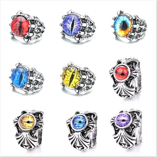 1@# Hot Sell Fashion Ring Colorful Eyes Retro Adjustable Geometry Sharp Claw Rings Gothic Punk Ring Men Fashion Jewelry Gifts