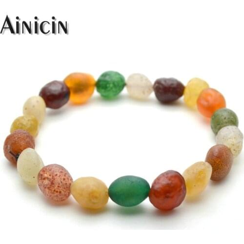 1pc Natural Semi-precious 8~10mm Nugget Shape Colorful Stone Stretch Bracelets For Men and Women Jewelry Business Gift