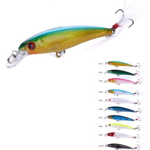 1pcs Minnow Fishing Lure Swim Hard Bait 9cm 8g Artificial Plastic Feather wobbler Bait Crankbait Fishing Tackle