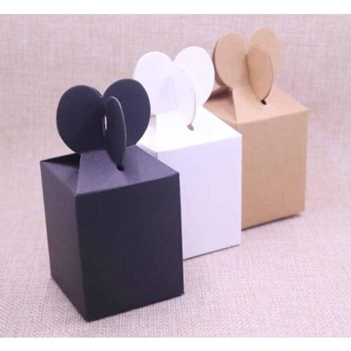 10pcs Fishtail paperboard Boxes Solid Kraft/Black/White Package Wedding Candy Small Cute Cardboard Packaging High-quality Boxes
