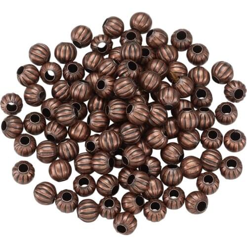 100pcs Iron Metal Spacer Beads Pumpkin Stripe Pattern Plated Bead Bracelet Jewelry Making Accessories