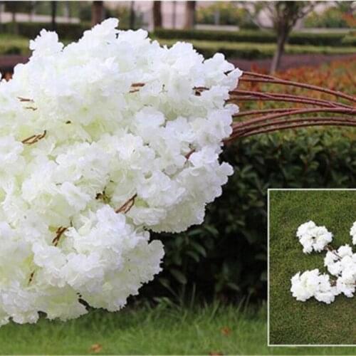 20pcs/lot Artificial Cherry Blossom Branch Fake Sakura Flower Stem more flower heads 12 Color for Wedding Sakura Tree Decoration