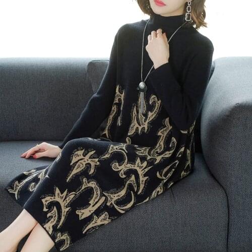 2021 Vintage Female Black Hairy Midi Dresses Autumn Winter New Plus Size Long Sleeve Dress Elegant Women Bodycon Party Vestidos