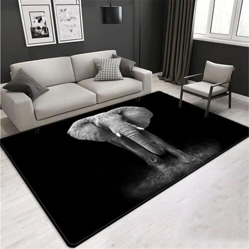Elephant 3D Mats For The Floor Large Animal Carpet For Living Room Nordic Luxury Style Black Carpet Home Decor Bedroom Rug