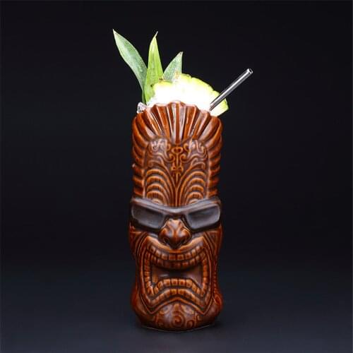 550ml Hawaii Tiki Mugs Cocktail Cup Beer Beverage Mug Wine Mug Ceramic Easter Islander Tiki Mugs Bar Tool