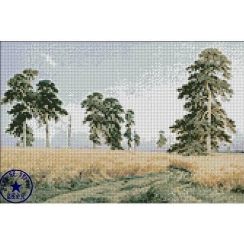 FREE delivery hot selling Top Quality counted cross stitch kit wheat field cornfield, rice field pine tree