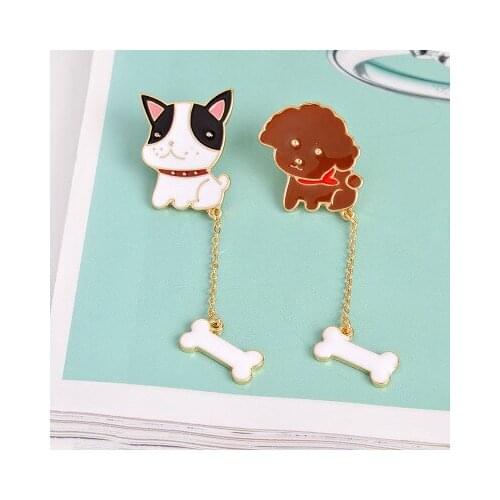 High Quality Exquisite Small Explosive Dog Teddy Brooch Pin Clothing Accessories Cute Painting Oil Dress Suit Enamel Brooch Gift