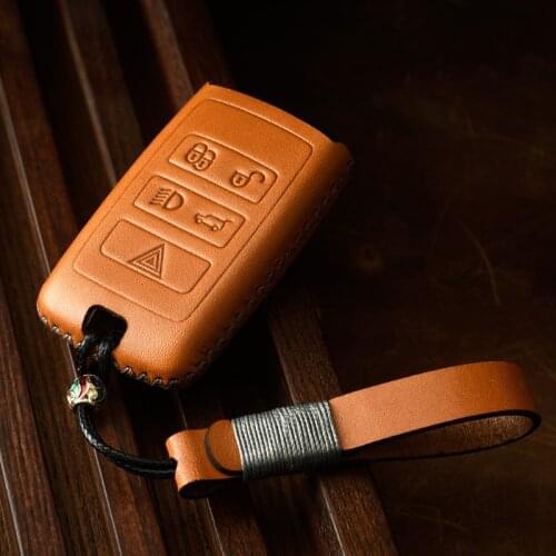 Genuine Leather Car Remote Key Cover Key Case For Land Rover Range Rover Evoque Discovery Sport 5 2018 2019