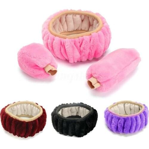 Winter Warm Furry Handbrake Gear Shift Steering Wheel Cover 38cm*38cm 1 Set Include Handbrake Gear Shift & Steering Wheel Cover