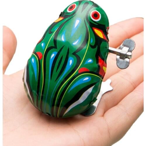 Children Classic Toy Metallic Wind Up with a Key Jumping Mini Frog Vintage Toy Clockwork Toys for Kids Early Educational Toys