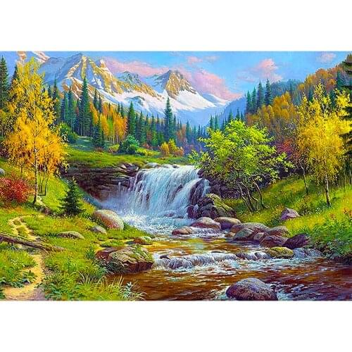 DIY Pictures By Number Waterfall Kits Painting By Numbers Scenery Hand Painted Picture Art Drawing On Canvas Gift Home Decor