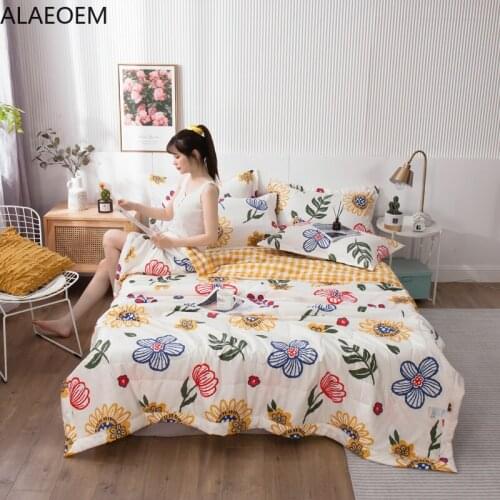 Home Summer Comforter Bedding Bedspreads for Double Bed 150 Flower Pattern Quilt Bed Cover Antistress Thin King Queen Blanket