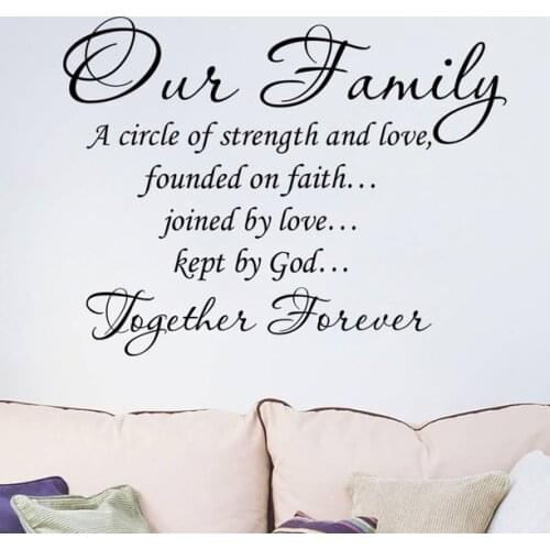 Home living room decoration wall stickers Our familys wall decals full of strength and love Motivational phrase stickers KT11