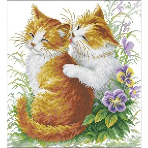 Two intimate kittens patterns Counted Cross Stitch 11CT 14CT 18CT DIY Chinese Cross Stitch Kits Embroidery Needlework Sets