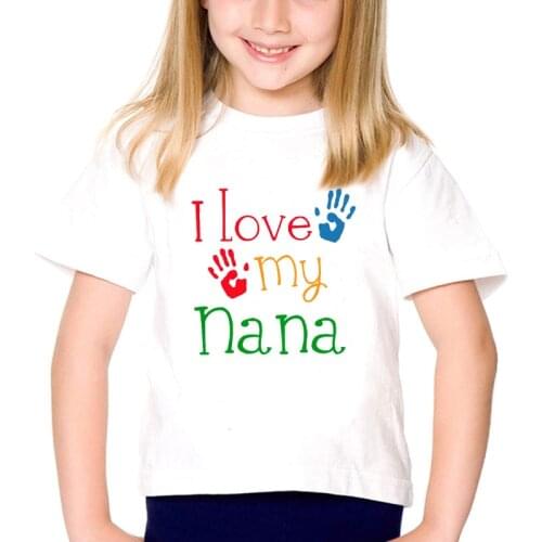 I Love My Nana Baby Kids T-shirt White Short Sleeve Boys Girls T Shirt Tees Tops Casual Infant Toddler Children Clothes