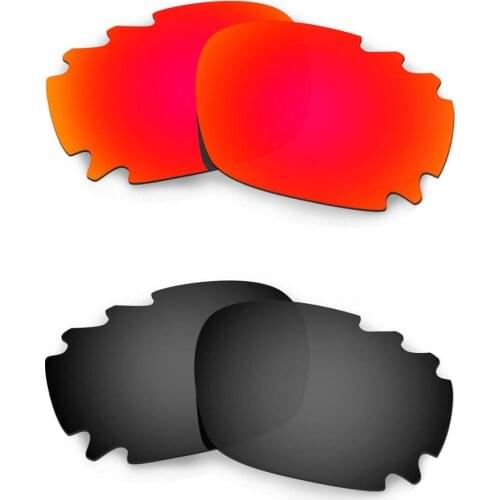 HKUCO For Racing Jacket-Asian Fit Vented Sunglasses Replacement Polarized Lenses 2 Pairs - Red & Black