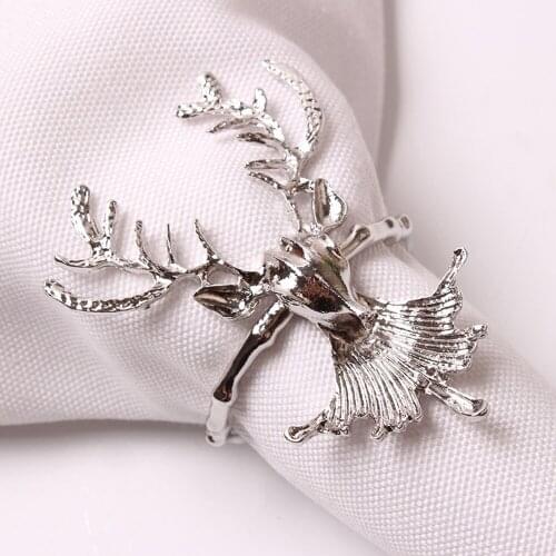 Christmas Deer and Tree Napkin Ring Beard Deer Head Napkin Buckle Holders For Wedding Party Festivals Dinner Table Decoration