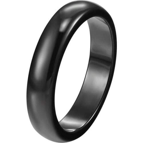 Wholesale Ceramic Jewelry wide 4mm And 6mm Top Quality Beautiful Black White Smooth Radian Ceramic Ring For Women Girl Anillo