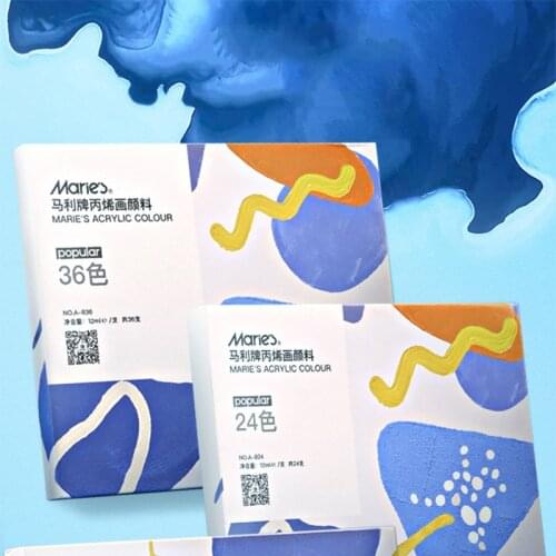 Maries 12/18/24/36 Colors Waterproof Professional Acrylic Paint 20ml Drawing Painting Pigment Hand-painted for Kids DIY Artist