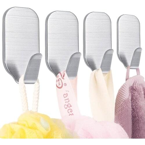 8 PCS/Set Hooks Paste Strong Living Room Key Hook Kitchen Wood Door Sticky 304 Stainless Steel No Rust Glue Sucker Hook for Wall