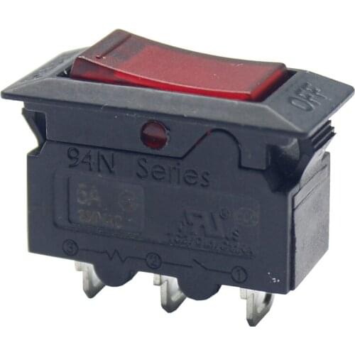 Kuoyuh 94N series 5A Red Lamp 220vac Reset Push Rocker Switch Circuit Breaker