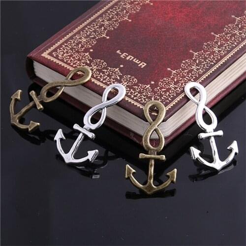 Sweet Bell 30pcs21*41mm two color Vintage Nautical Anchor Charms Metal Trendy Fine Anchor 8 typeface charm For DIY Jewelry 2C172